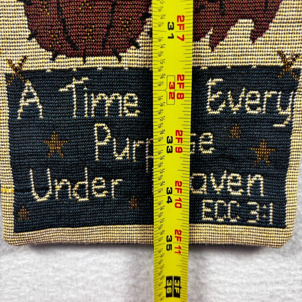 Vintage Primitive Four Seasons Woven Tapestry Wall Hanging Ecclesiastes 3:1 35